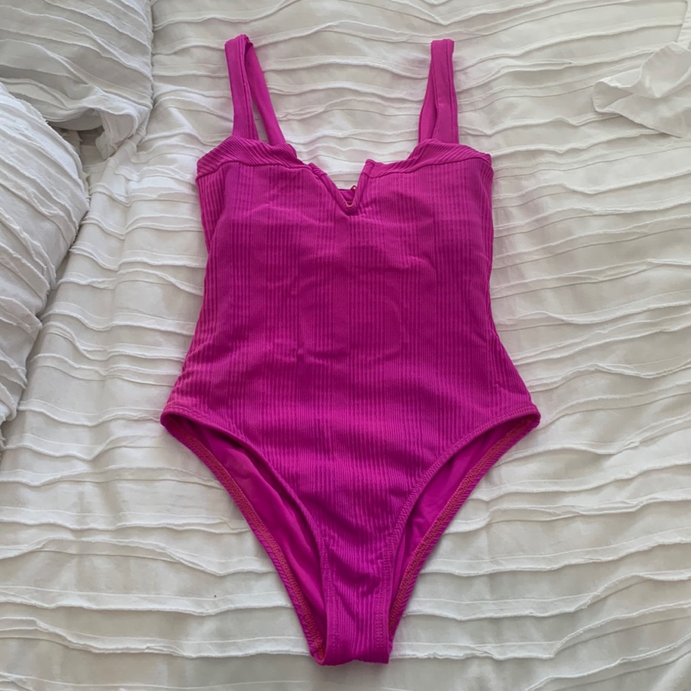 L*Space hot fuschia Lee Lee ribbed one piece swimsuit. Great condition!